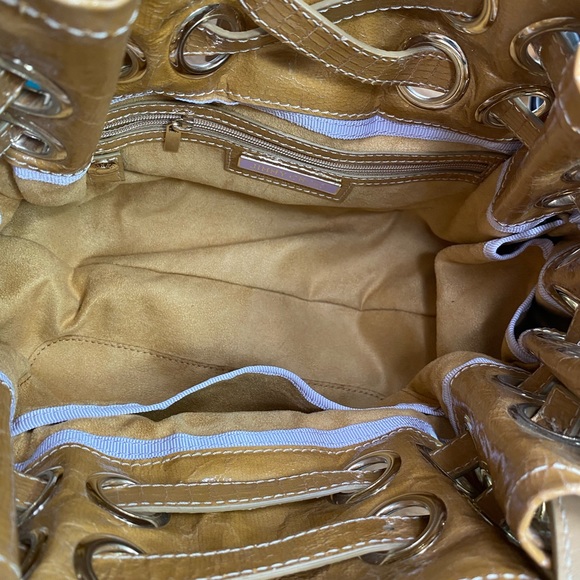 JIMMY CHOO TAN LIZARD PRINT LEATHER HANDBAG - Picture 3 of 10